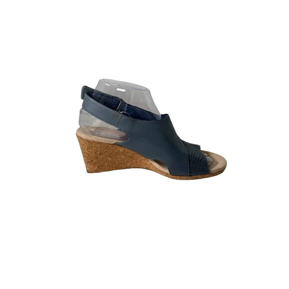 Clarks Lafley Joy Color Blue Grey Sandals Wedge Size 8.5 - Picture 12 of 16
